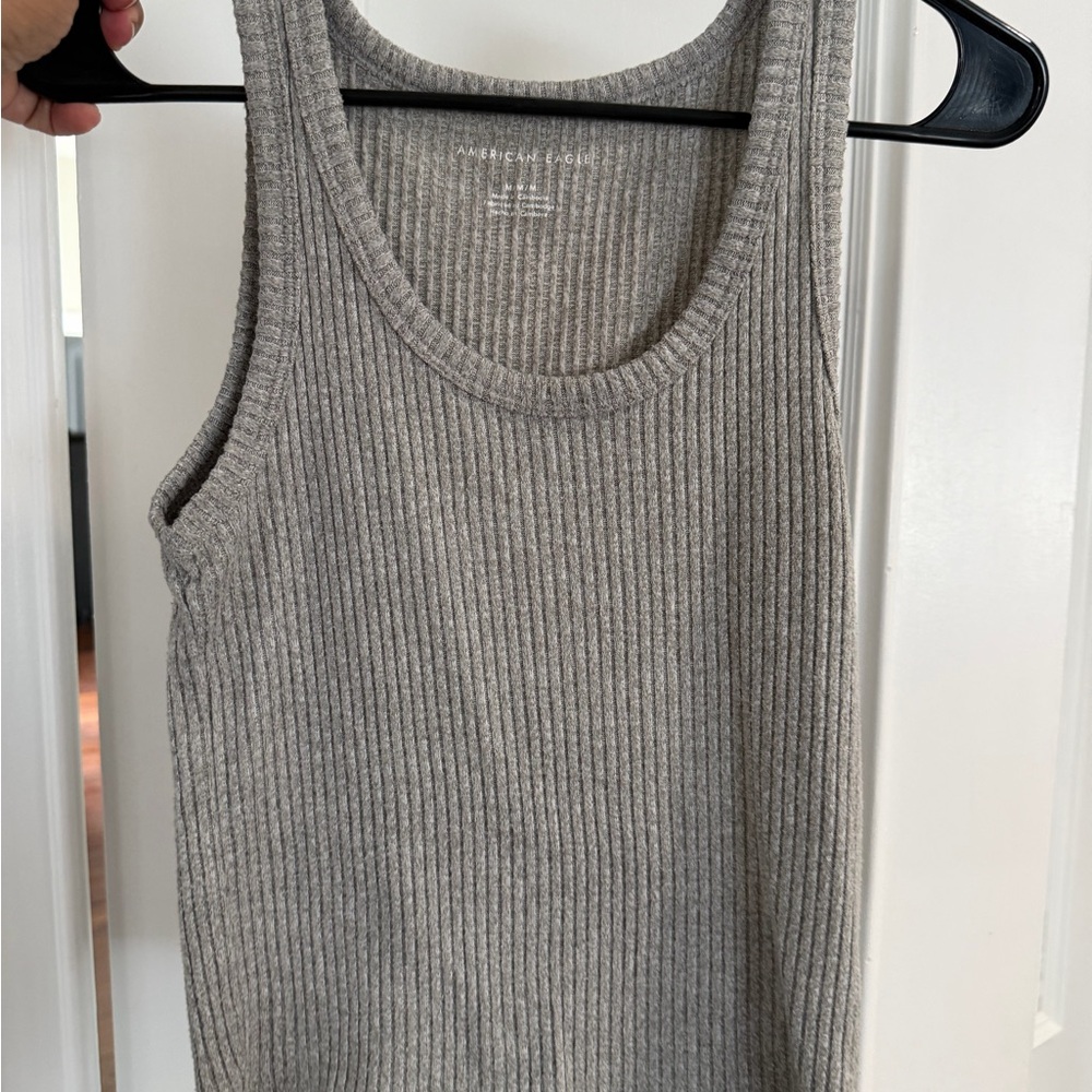 American Eagle Outfitters Gray Ribbed Tank Top